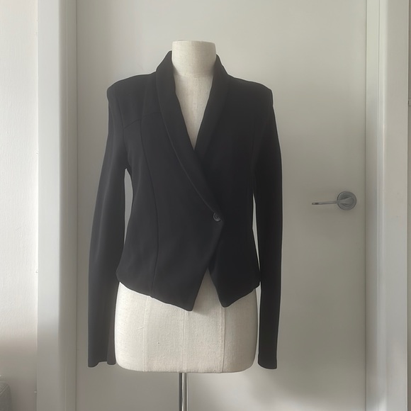 Topshop Black Jersey Blazer with Shoulder Pads, Aus Size 14 (Cotton) - Picture 2 of 16